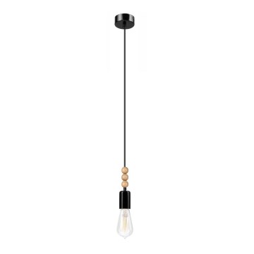 Lampadario a cavo SIMON 1xE27/60W/230V nero/rovere