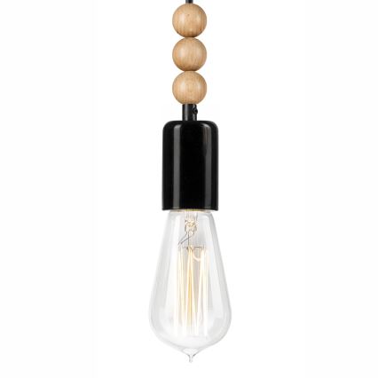 Lampadario a cavo SIMON 1xE27/60W/230V nero/rovere