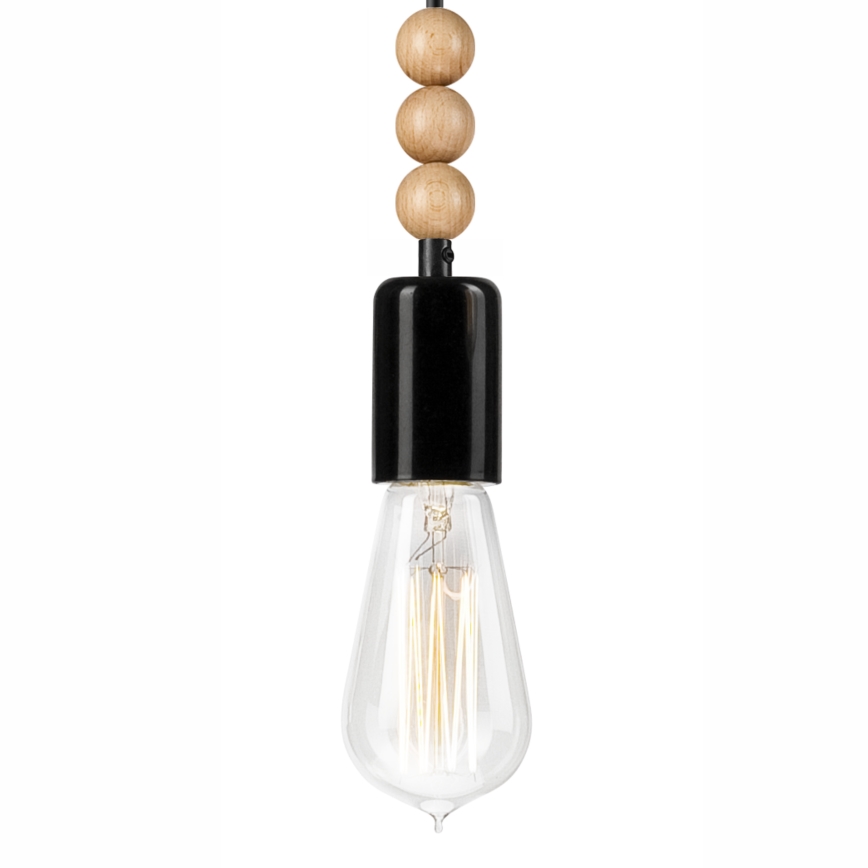 Lampadario a cavo SIMON 1xE27/60W/230V nero/rovere