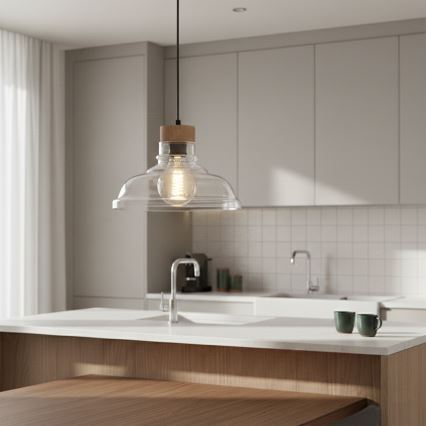 Lampadario a cavo SINGLE 1xE27/60W/230V Ø 28 cm rovere