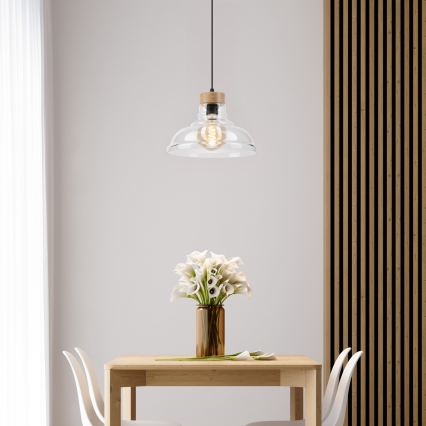 Lampadario a cavo SINGLE 1xE27/60W/230V Ø 28 cm rovere