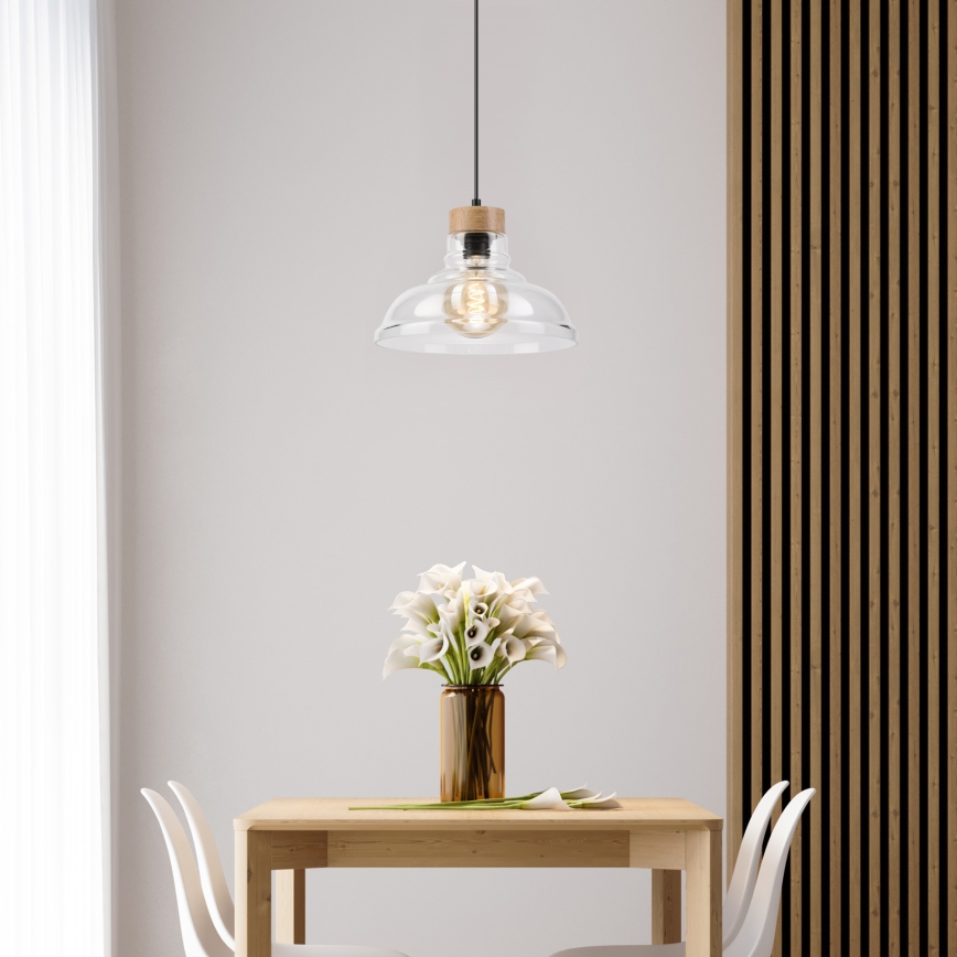 Lampadario a cavo SINGLE 1xE27/60W/230V Ø 28 cm rovere