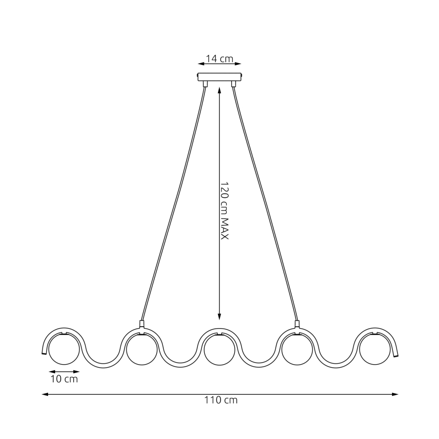 Lampadario a cavo SINUS 5x G9/8W/230V nero