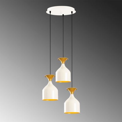 Lampadario a cavo SIVANI 3xE27/40W/230V bianco/rame