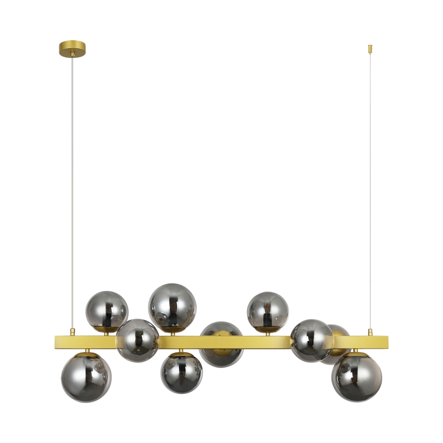 Lampadario a cavo SOLARI 10xE14/15W/230V oro/nero fumé