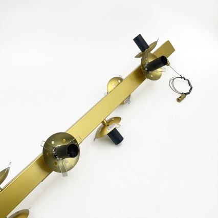 Lampadario a cavo SOLARI 10xE14/15W/230V oro/nero fumé