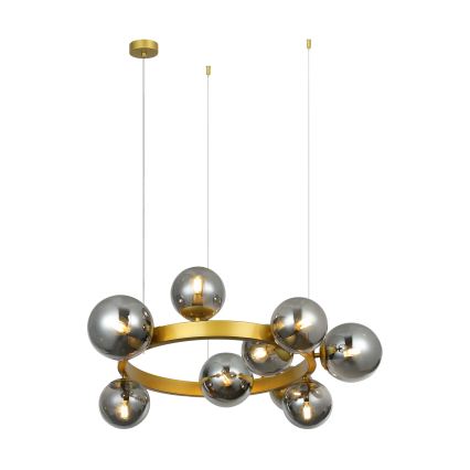 Lampadario a cavo SOLARI 9xE14/15W/230V oro/nero fumé
