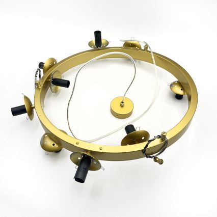 Lampadario a cavo SOLARI 9xE14/15W/230V oro/nero fumé