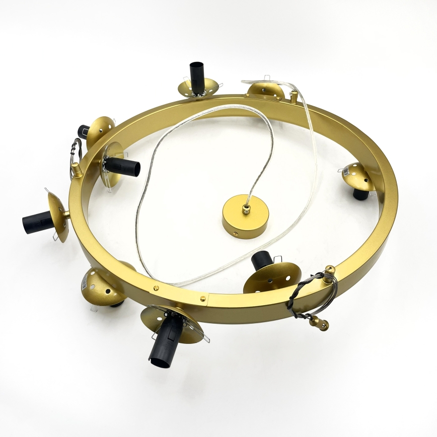 Lampadario a cavo SOLARI 9xE14/15W/230V oro/nero fumé