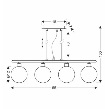 Lampadario a cavo SOMUL 4xG9/20W/230V nero fumé