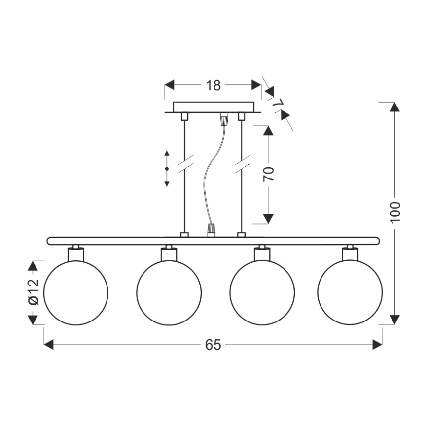 Lampadario a cavo SOMUL 4xG9/20W/230V nero fumé
