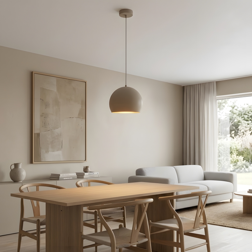 Lampadario a cavo SOOL 1xE27/15W/230V Ø 27 cm, beige