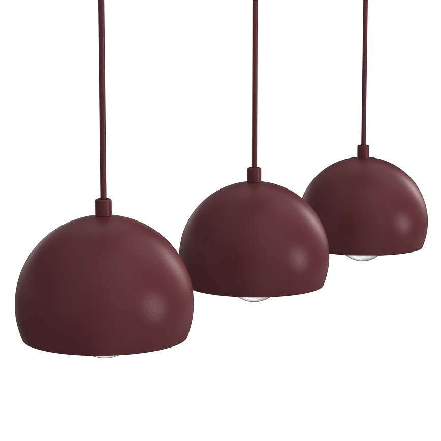 Lampadario a cavo SOOL 3xE27/15W/230V bordeaux