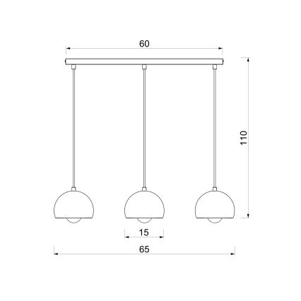 Lampadario a cavo SOOL 3xE27/15W/230V bordeaux