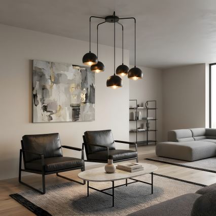 Lampadario a cavo SOOL 5xE27/15W/230V nero