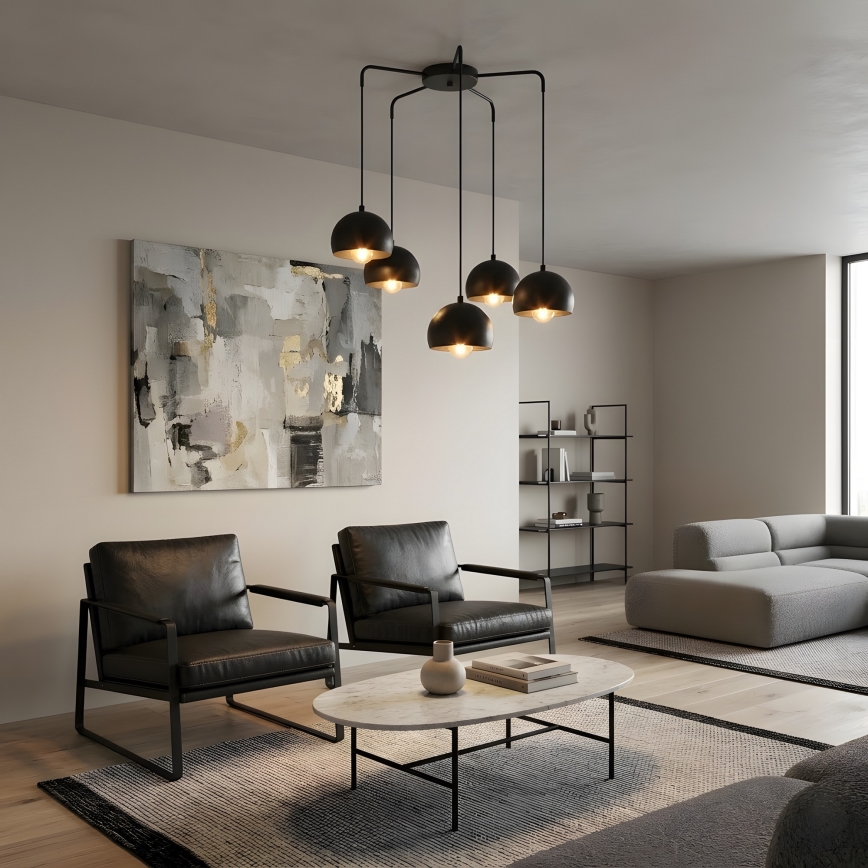 Lampadario a cavo SOOL 5xE27/15W/230V nero