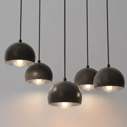 Lampadario a cavo SOOL 5xE27/15W/230V nero