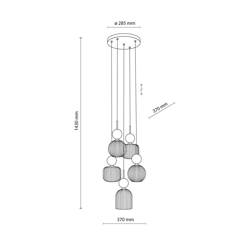 Lampadario a cavo SOPHIA 5xE14/10W/230V nero/verde/beige fumé