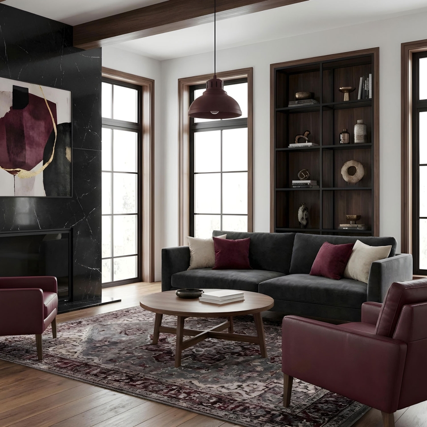 Lampadario a cavo SVEN 1xE27/15W/230V bordeaux