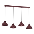 Lampadario a cavo SVEN 4xE27/15W/230V bordeaux