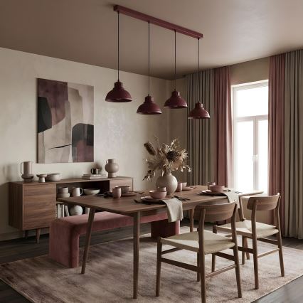 Lampadario a cavo SVEN 4xE27/15W/230V bordeaux
