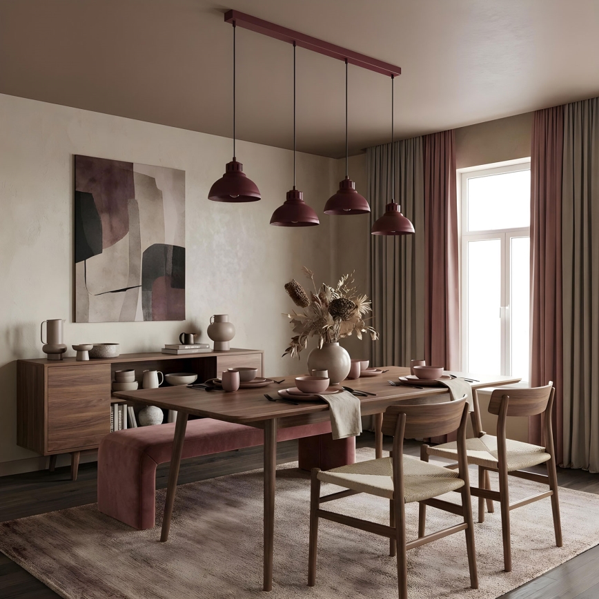 Lampadario a cavo SVEN 4xE27/15W/230V bordeaux