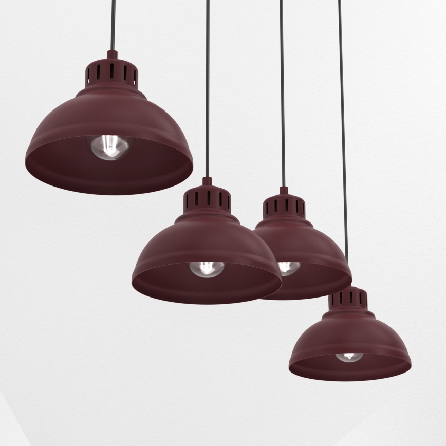Lampadario a cavo SVEN 4xE27/15W/230V bordeaux
