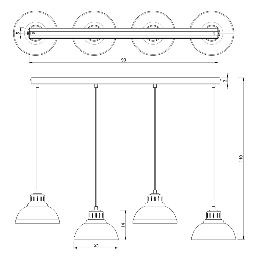 Lampadario a cavo SVEN 4xE27/15W/230V bordeaux