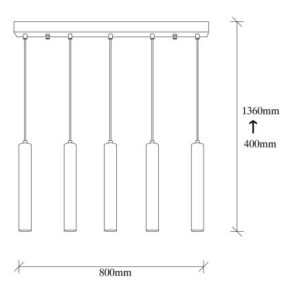 Lampadario a cavo TEMPO 5xE27/40W/230V dorato