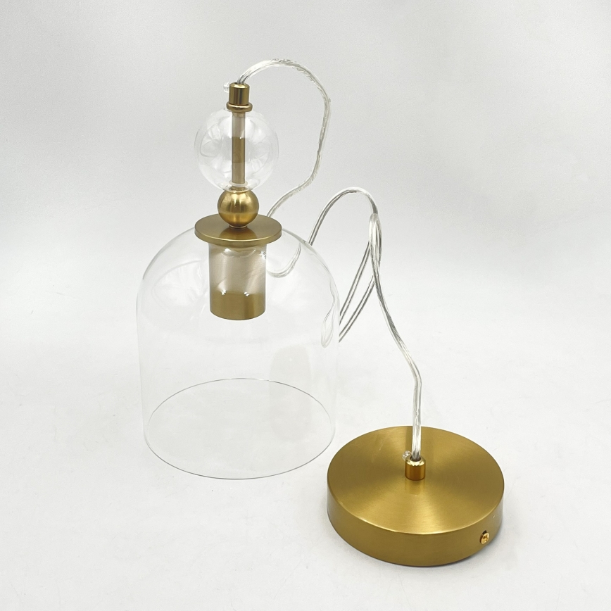 Lampadario a cavo VELARE 1xE27/15W/230V oro/trasparente