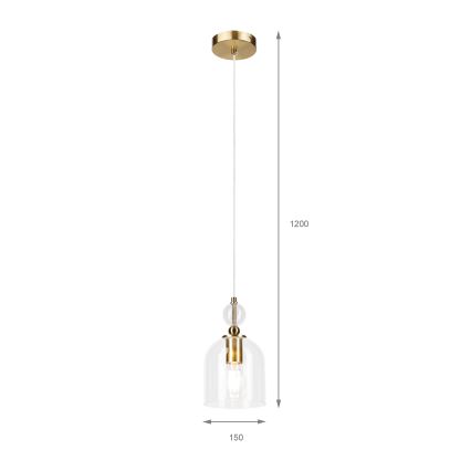 Lampadario a cavo VELARE 1xE27/15W/230V oro/trasparente