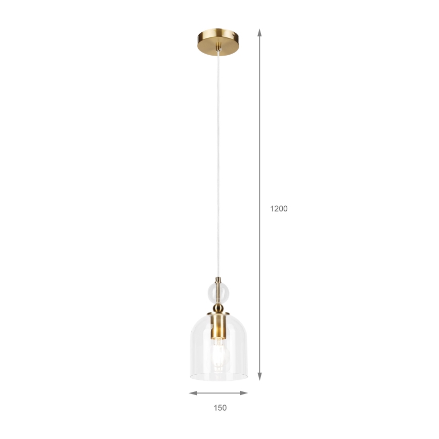 Lampadario a cavo VELARE 1xE27/15W/230V oro/trasparente