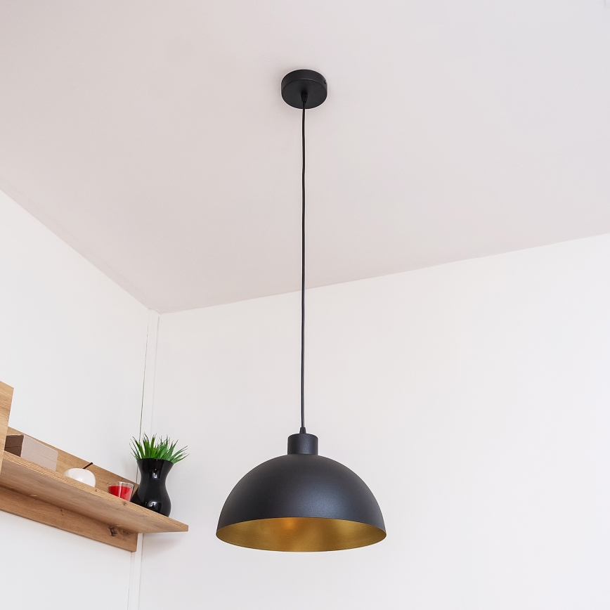 Lampadario a cavo VESPER 1xE27/15W/230 Ø 30 cm nero/oro