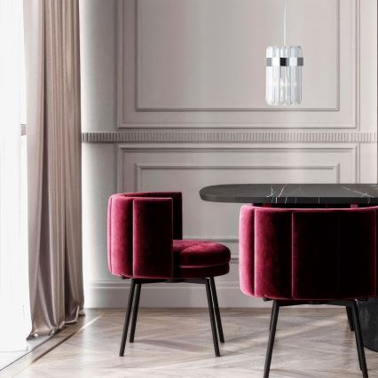 Lampadario a cavo VETRO 1xE14/10W/230V cromo lucido