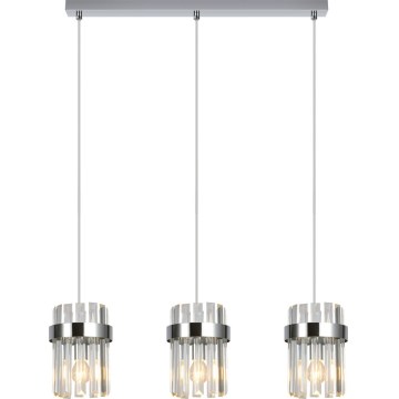 Lampadario a cavo VETRO 3xE14/10W/230V cromo lucido