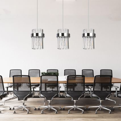 Lampadario a cavo VETRO 3xE14/10W/230V cromo lucido