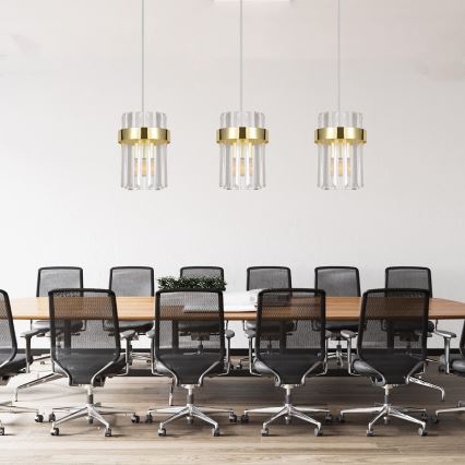 Lampadario a cavo VETRO 3xE14/10W/230V dorato
