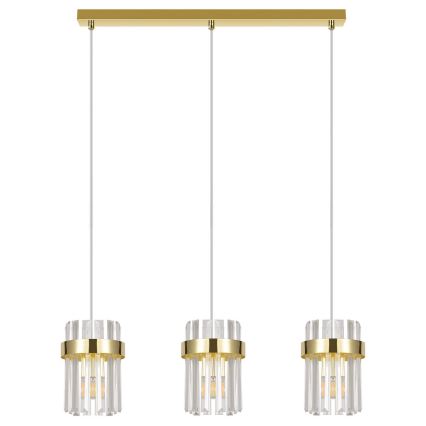 Lampadario a cavo VETRO 3xE14/10W/230V dorato