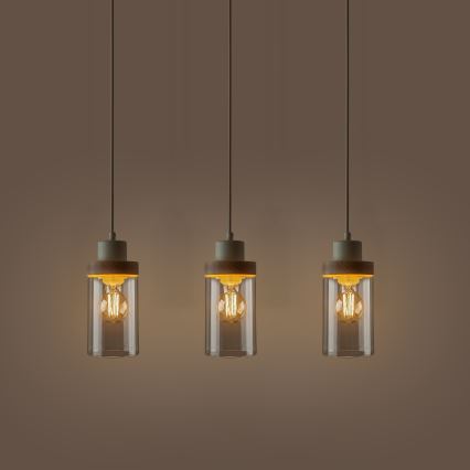 Lampadario a cavo WOODNEST 3xE27/15W/230V pino/crema