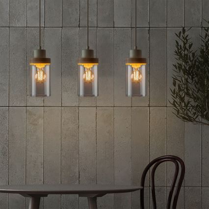 Lampadario a cavo WOODNEST 3xE27/15W/230V pino/crema