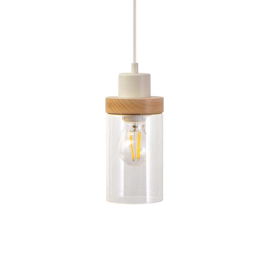Lampadario a cavo WOODNEST 3xE27/15W/230V pino/crema