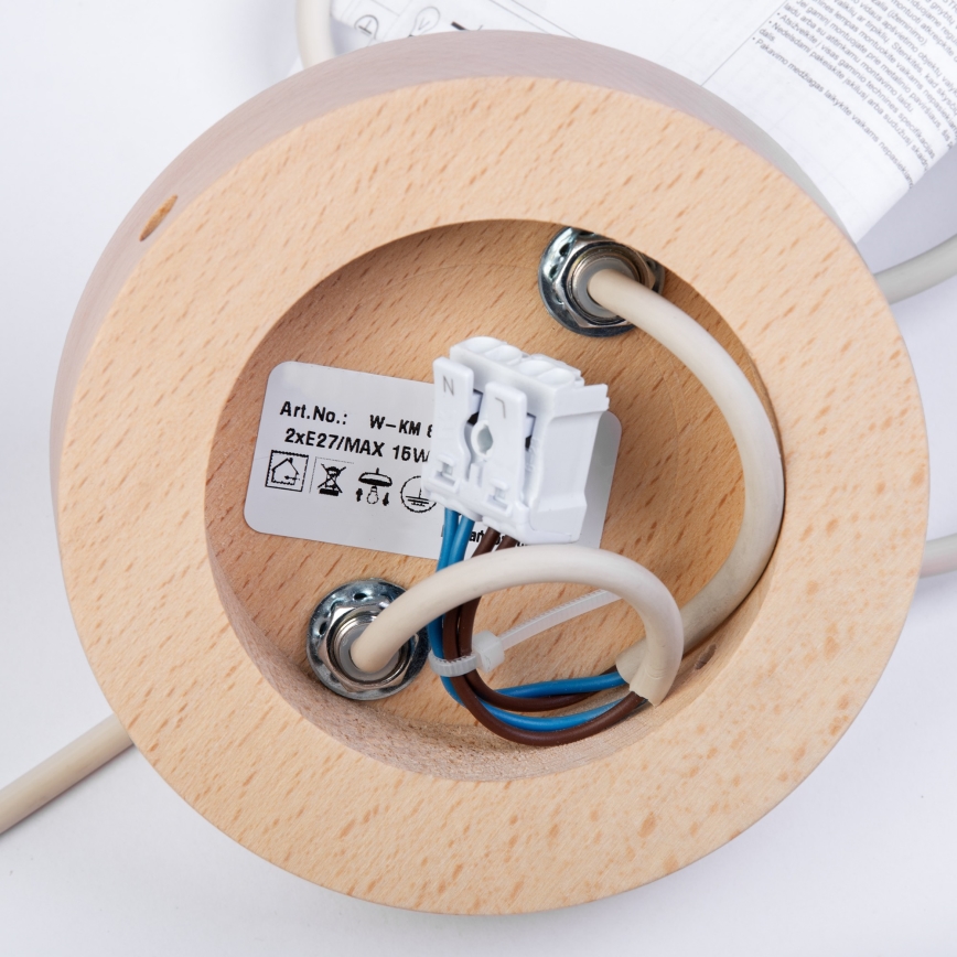 Lampadario a cavo WOODSTOCK 2xE27/15W/230V legno/crema