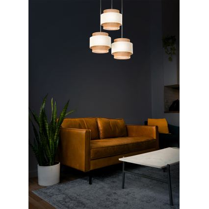 Lampadario a corda BOHO 3xE27/60W/230V crema/iuta