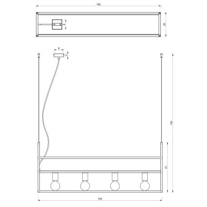 Lampadario a filo MENSOLA 4xE27/60W/230V