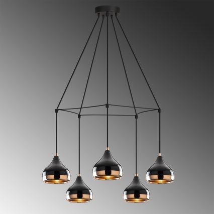 Lampadario a filo YILDO 5xE27/40W/230V nero/rame