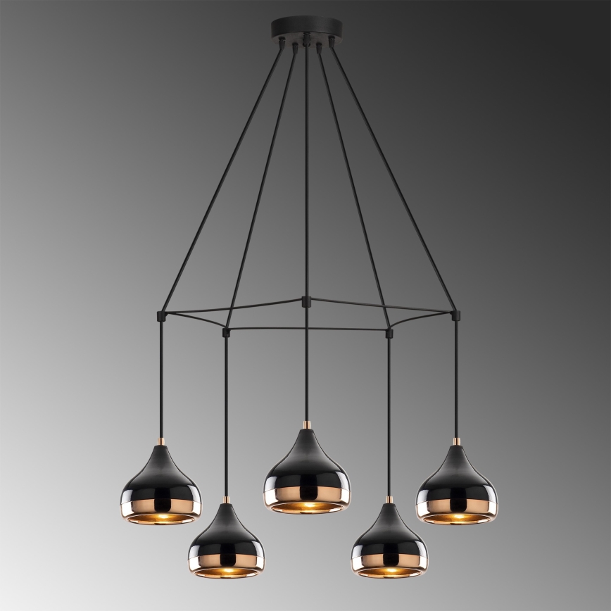Lampadario a filo YILDO 5xE27/40W/230V nero/rame