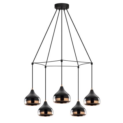 Lampadario a filo YILDO 5xE27/40W/230V nero/rame