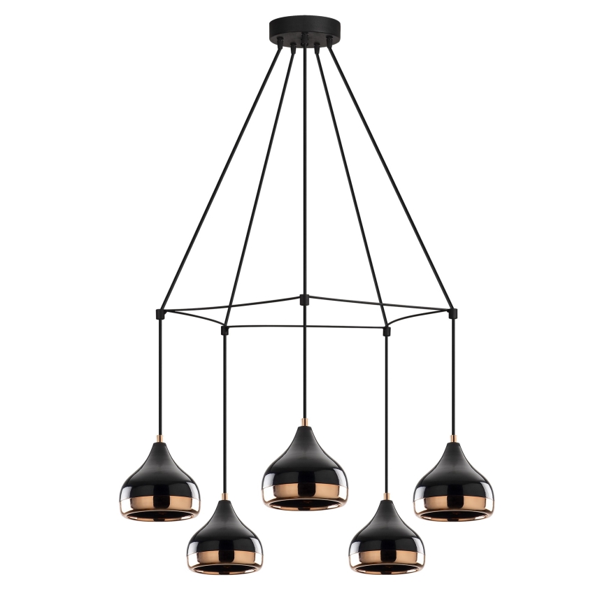 Lampadario a filo YILDO 5xE27/40W/230V nero/rame
