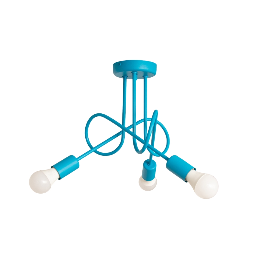 Lampadario a incasso per bambini con LED OXFORD 3xE27/15W/230V Blu