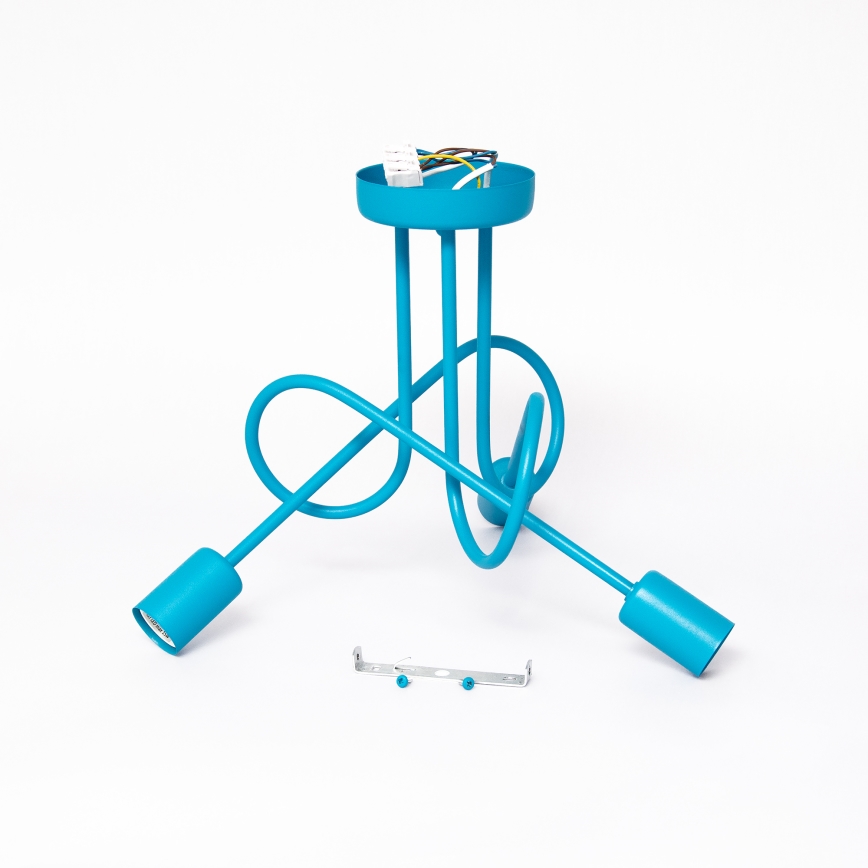Lampadario a incasso per bambini con LED OXFORD 3xE27/15W/230V Blu